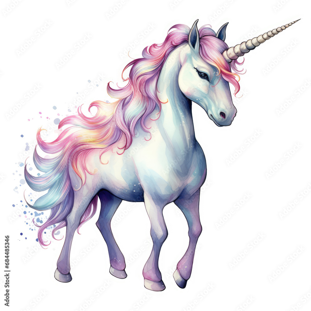 Drawing cartoon unicorn Illustration, Generative Ai