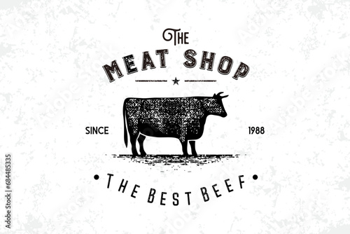 cow silhouette vector design, for beef sales shop