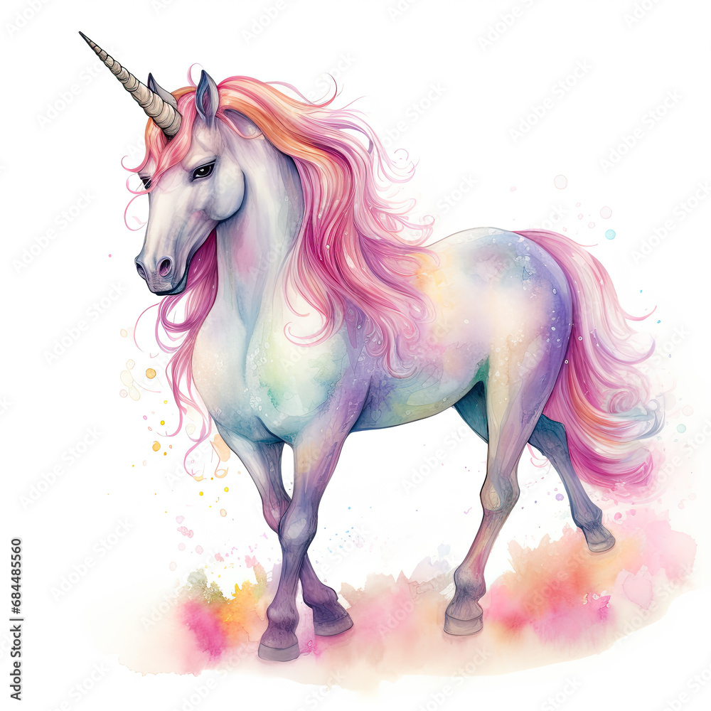 Drawing cartoon unicorn Illustration, Generative Ai Drawing cartoon unicorn Illustration, Generative Ai
