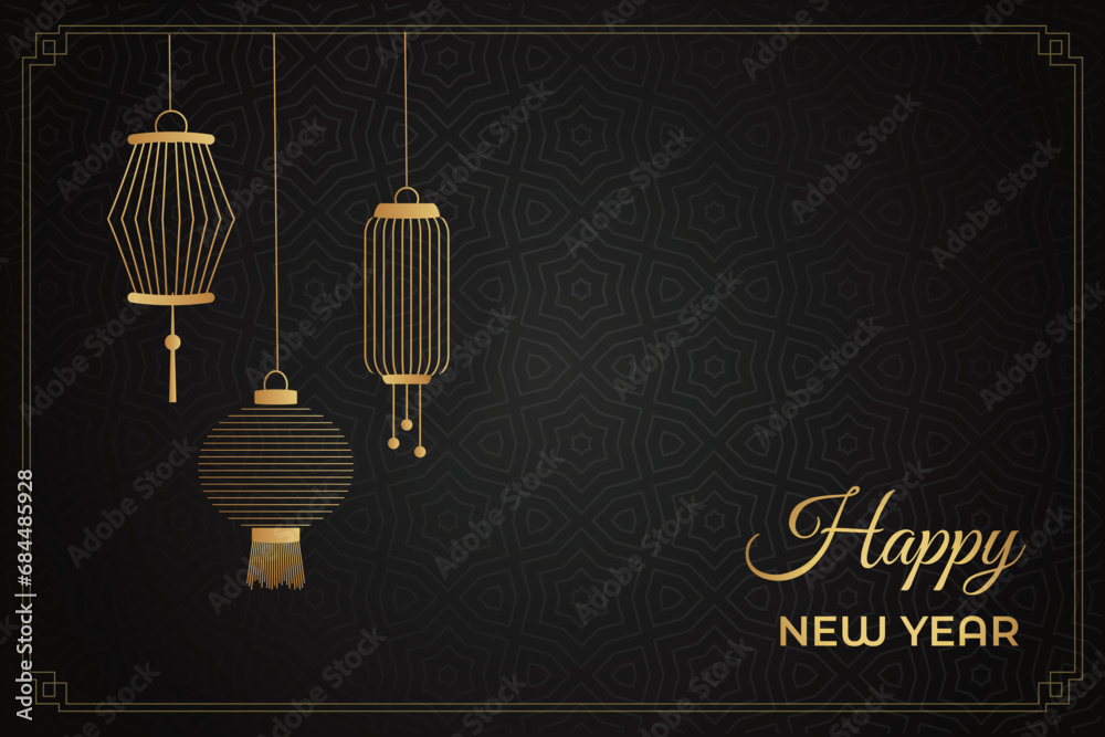 Naklejka premium Chinese New Year festival celebration, Happy New Year background decorative elements collection.