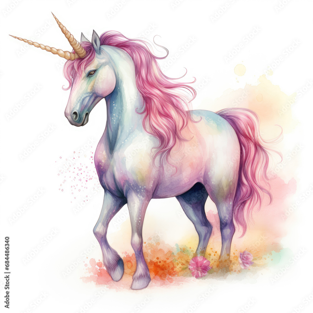 Drawing cartoon unicorn Illustration, Generative Ai