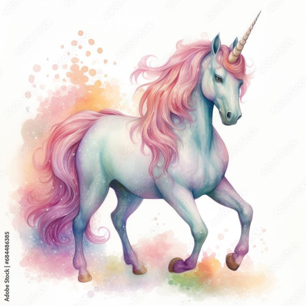 Drawing cartoon unicorn Illustration, Generative Ai