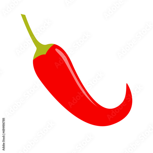 Chili hot pepper icon. Fresh red chili cayenne peppers. Hot food spices. Flat design. Isolated. White background.