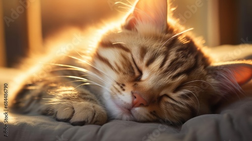 The cat sleeps under the sun's rays © cherezoff