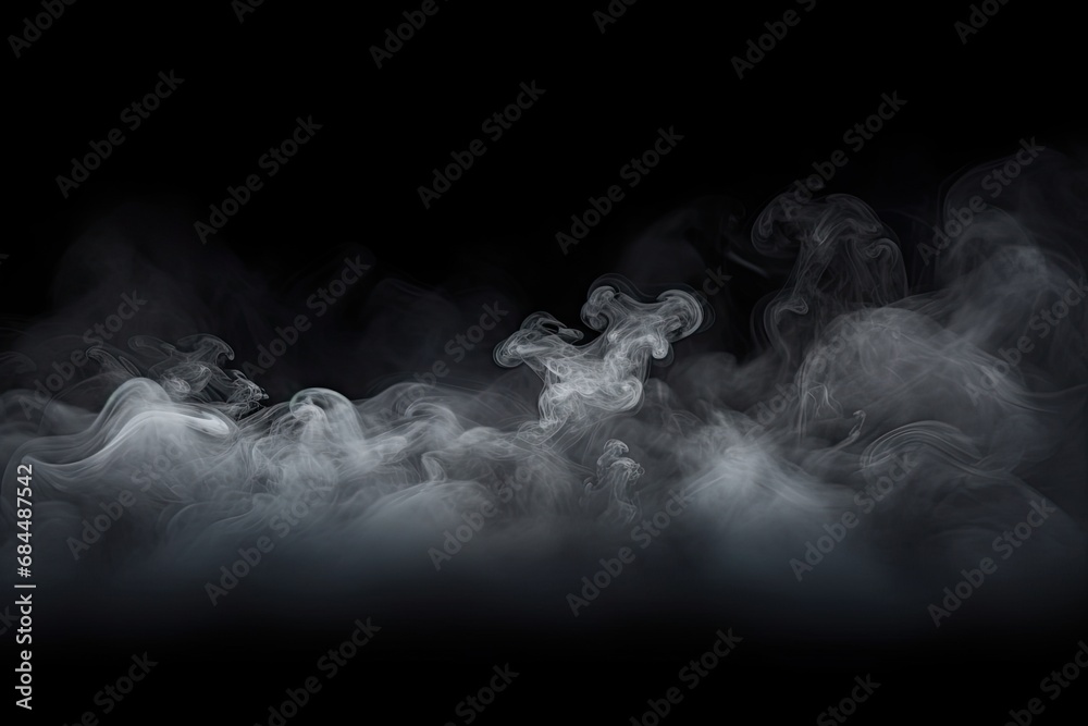 Ethereal elegance. Captivating display of delicate white smoke waves on dark background creating and elegant atmosphere perfect for adding touch of magic to design projects