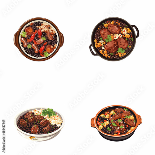set of feijoada watercolor illustrations