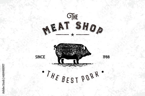 pig silhouette vector design, for pork sales shop