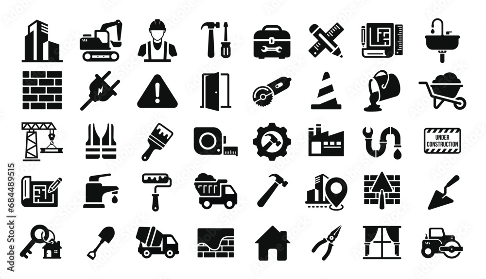 Construction icon set isolated on white background Construction icon set isolated on white background