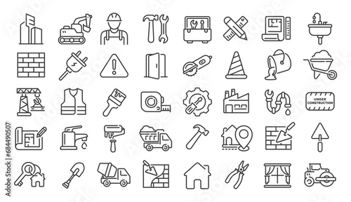 Construction icon set isolated on white background