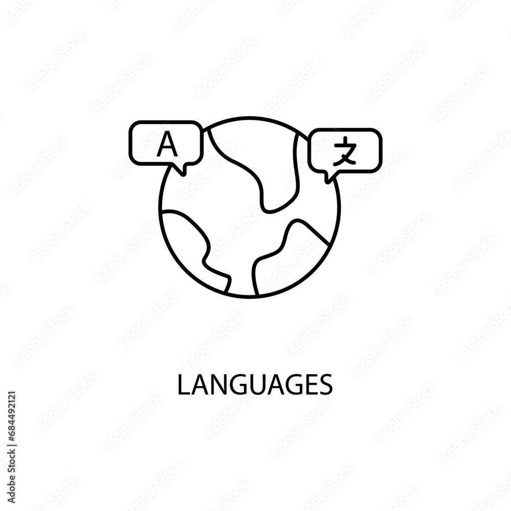 Language concept line icon. Simple element illustration. Language concept outline symbol design. Language concept line icon. Simple element illustration. Language concept outline symbol design.