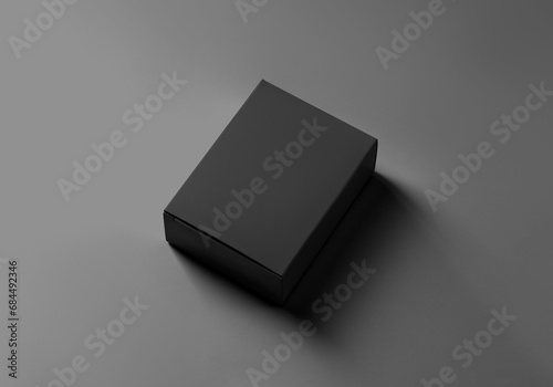 Black box mockup for cosmetics, perfume, presentation with shadows, isolated on background. © olegphotor