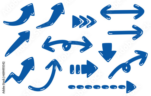 Blue squishy, plump, three-dimensional cute arrow icon