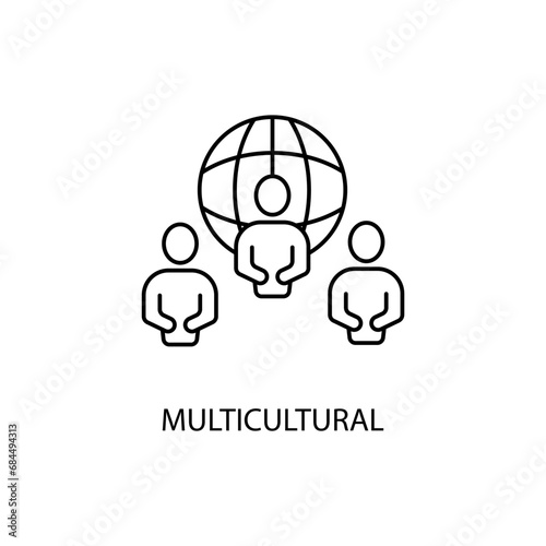 multicultural concept line icon. Simple element illustration. multicultural concept outline symbol design.