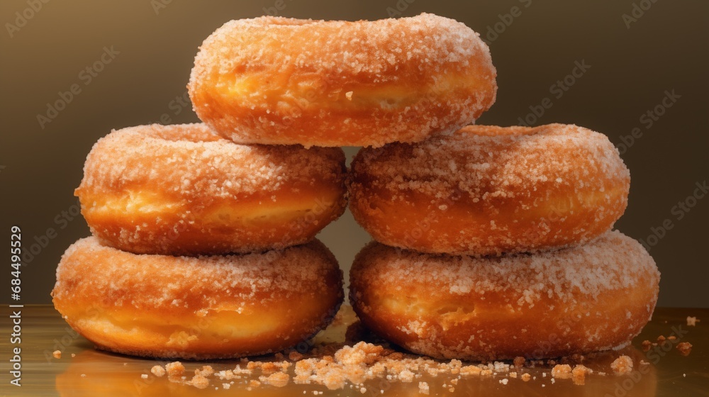 donuts with cinnamon and sugar folded into a pyramid