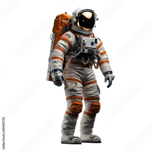 3D Astronaut character in space on transparent background. Generative AI