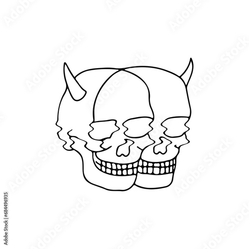 vector illustration of a skull with horns