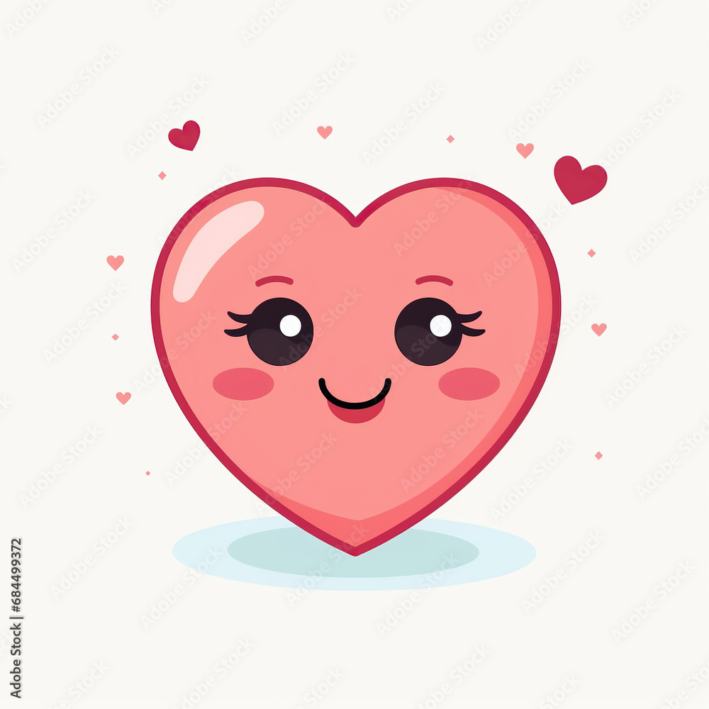 Cute Kawaii heart. Vector illustration in flat style. Cute Kawaii heart. Vector illustration in flat style.