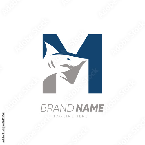Letter M Shark Logo Design Vector Icon Graphic Emblem Illustration