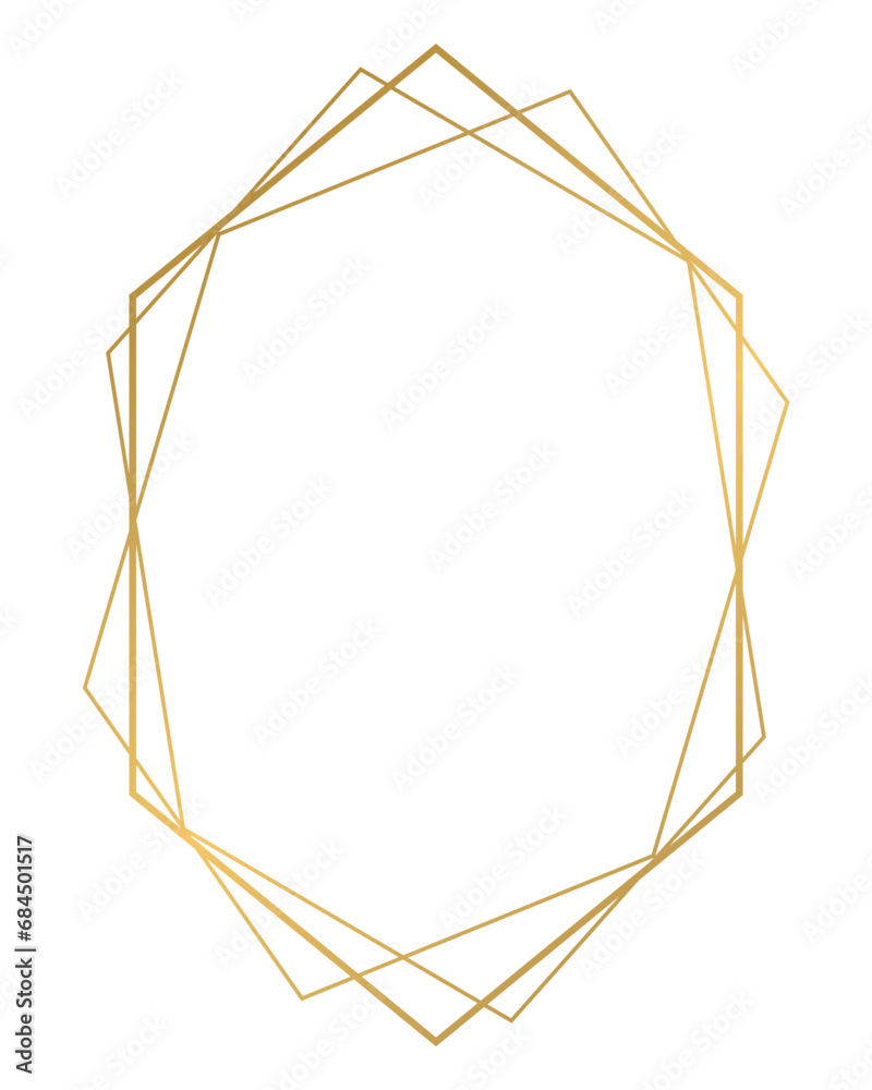 Luxury golden geometric shape frame illustration.