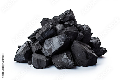 a pile of black coal isolated on a white background