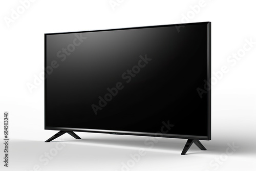 black smart television isolated on white background