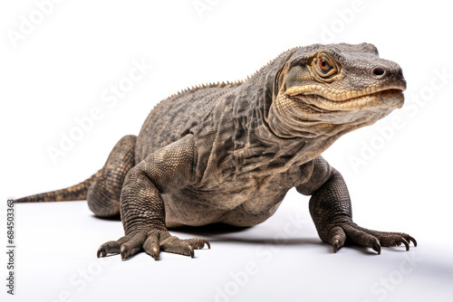 Giant Indonesian varanus (Varanus komodoensis) on white background © Venka