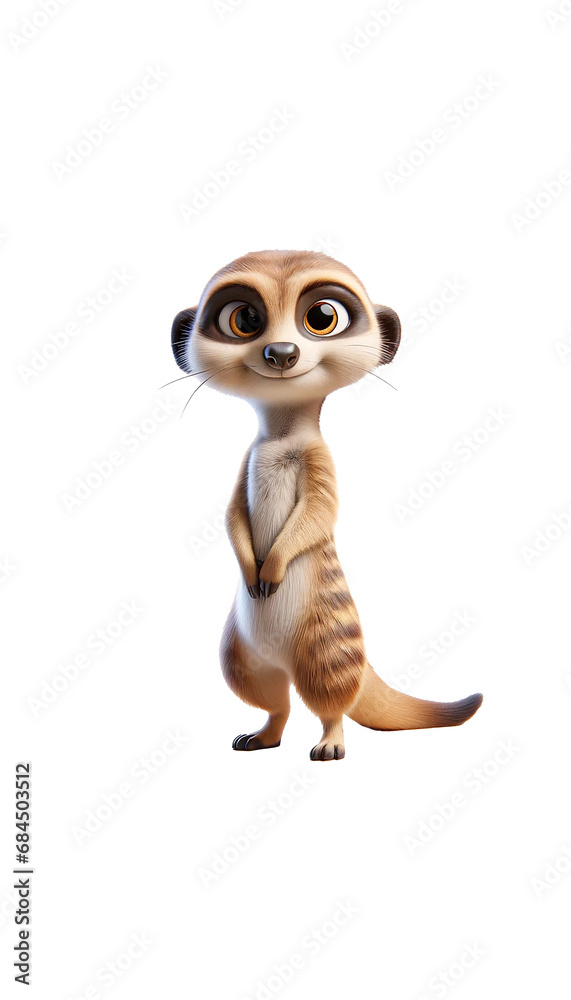 Fototapeta premium Cute meerkat. 3D cartoon animal 