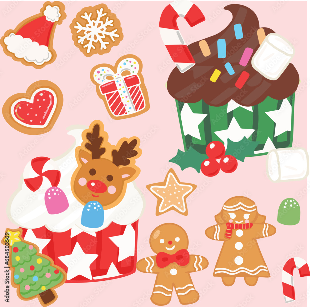 Christmas elements cute cupcake cup decorations for Xmas Christmas elements cute cupcake cup decorations for Xmas
