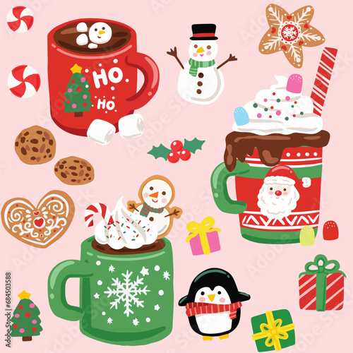 Christmas elements cute cupcake cup decorations for Xmas photo