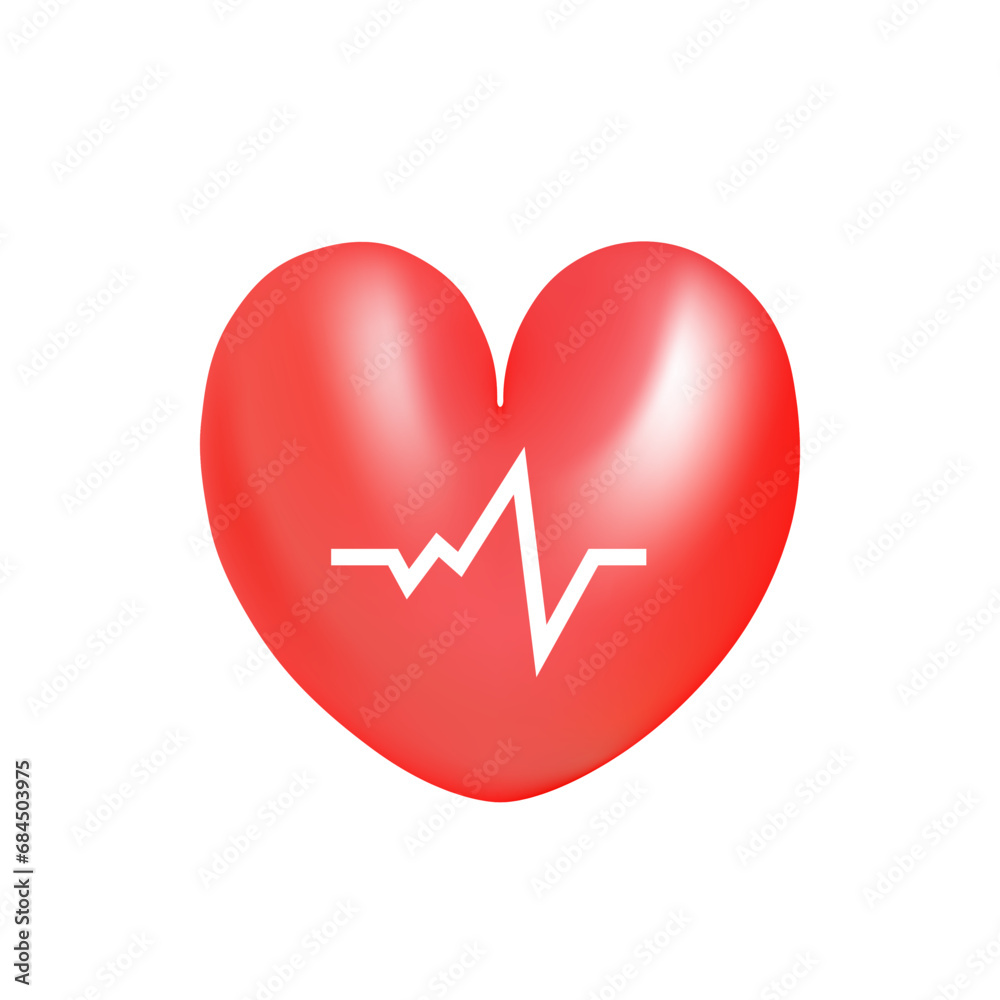 3D Heart with pulse vector illustration design. 3D Heart with pulse vector illustration design.
