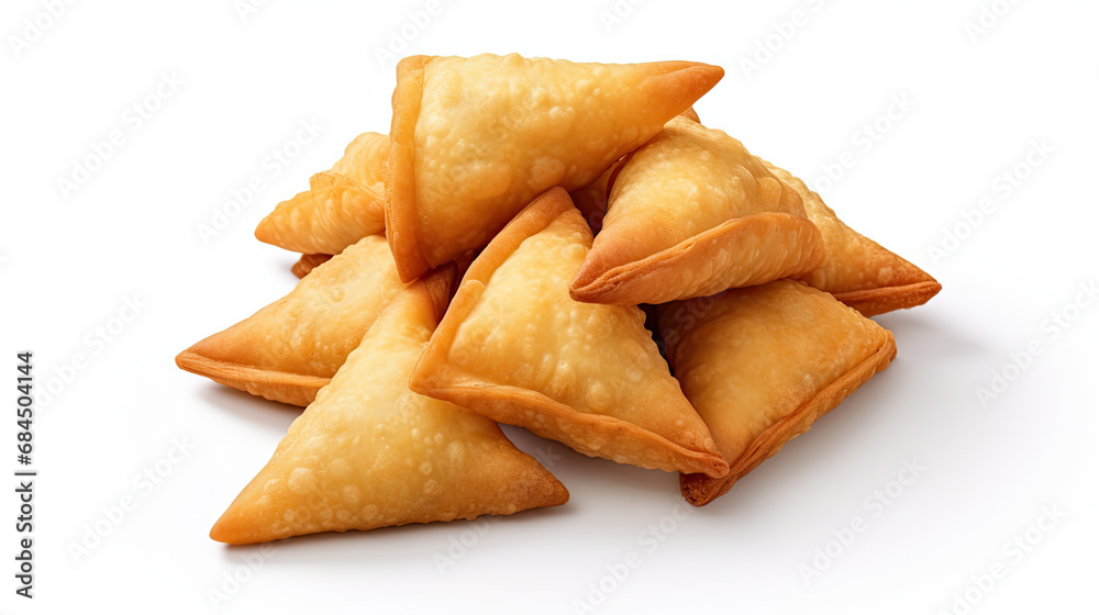 a pile of samosas isolated on white background