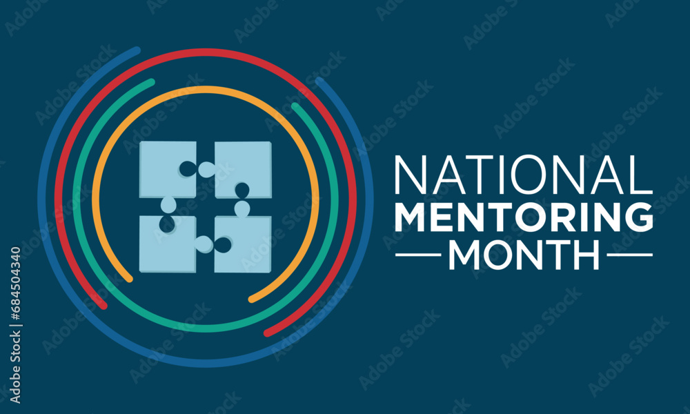 National Mentoring Month vector template. Empowering Futures and Inspiring Growth with Mentorship and Support Graphics. background, banner, card, poster design. - obrazy, fototapety, plakaty 