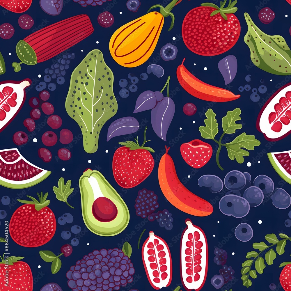 super food seamless pattern background.
