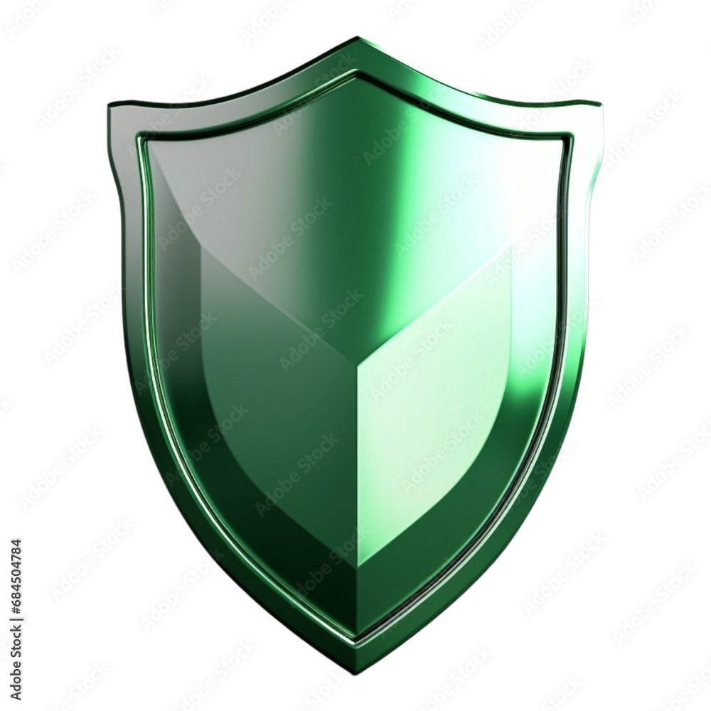 3d illustration of a green shield on a transparent background 3d illustration of a green shield on a transparent background