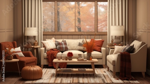 A living room filled with furniture and a window