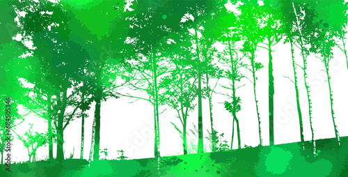 Park green trees. hand drawing. Not AI. Vector illustration
