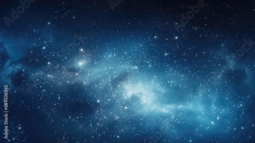 Blue nebula in space with stars. Generative AI.