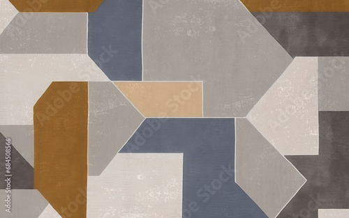 Modern minimalist geometric color block carpet pattern, abstract texture art background, modern painting, wallpaper