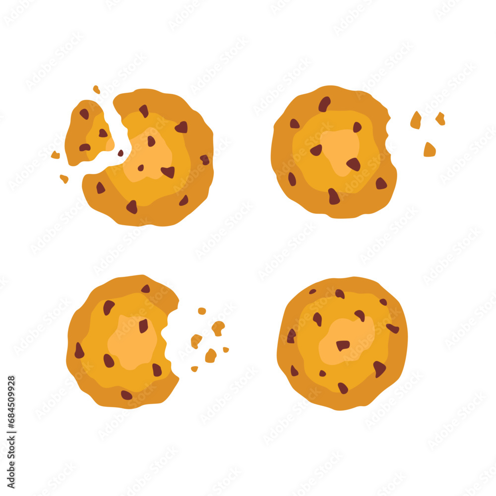 Cookies with crumbs vector cartoon set icon. Vector illustration biscuit on white background. Cookies with crumbs vector cartoon set icon. Vector illustration biscuit on white background.