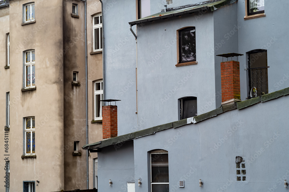 old house facades, backyard