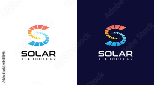 Solar logo design with initial letter S photo