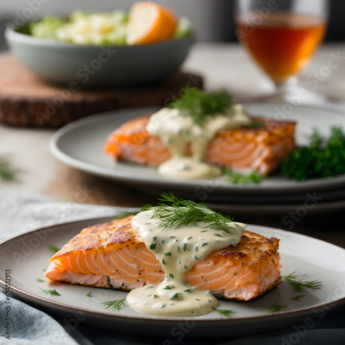 Salmon Boxty with Dill Cream Sauce - A Gourmet Delight