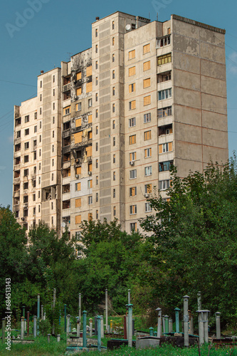 Destroyed houses at Pivnichna Saltivka in Kharkiv. The photos were taken in August 2023.