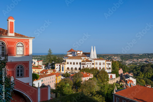 Portugal, Lisbon District, Sintra, Palacio Nacional de Sintra and surrounding houses photo