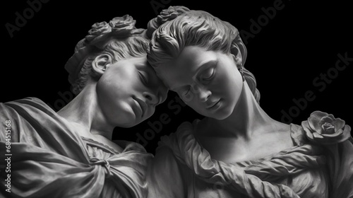 A black and white photo of one sculpture. Generated AI 