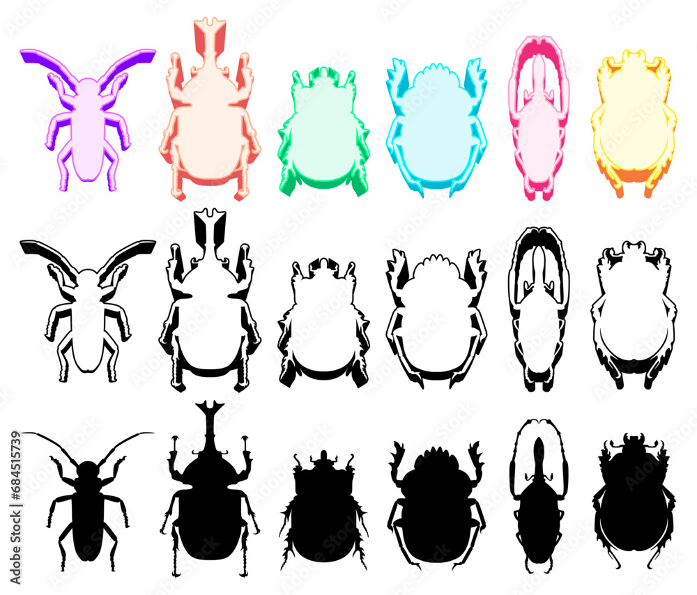 Set collections trendy Beetles icon design vector illustration