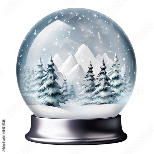 Crystal ball snow globe on transparent background cutout, isolated on transparent background , PNG, 300 DPI