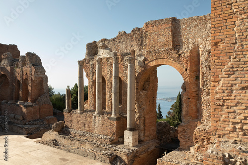 Italy, Sicily, Taormina, Ruins of ancient Greek theater photo