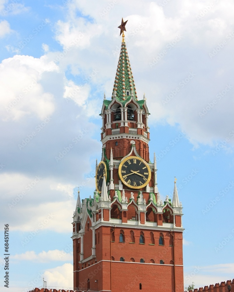 Spasskaya tower of the Moscow Kremlin in Moscow, Russia.