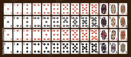 Playing cards for poker. Vector illustration.